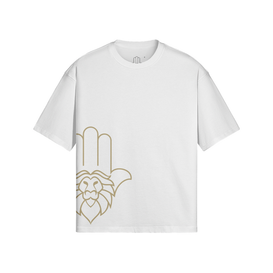 Aryeh Boxy T-Shirt - Side Hamsa Solid Gold