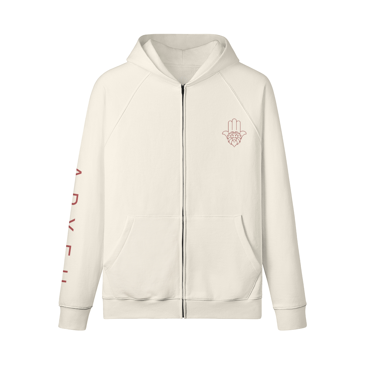 Aryeh Zip-Up - Hamsa Solid Red